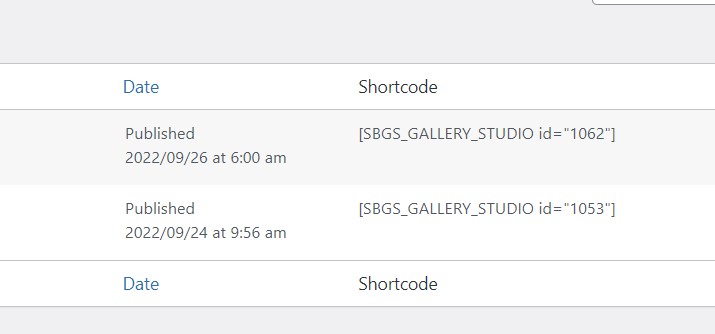 create gallery show shortcode index