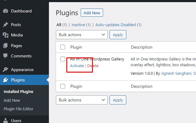 Installation plugins after ftp upload active plugin